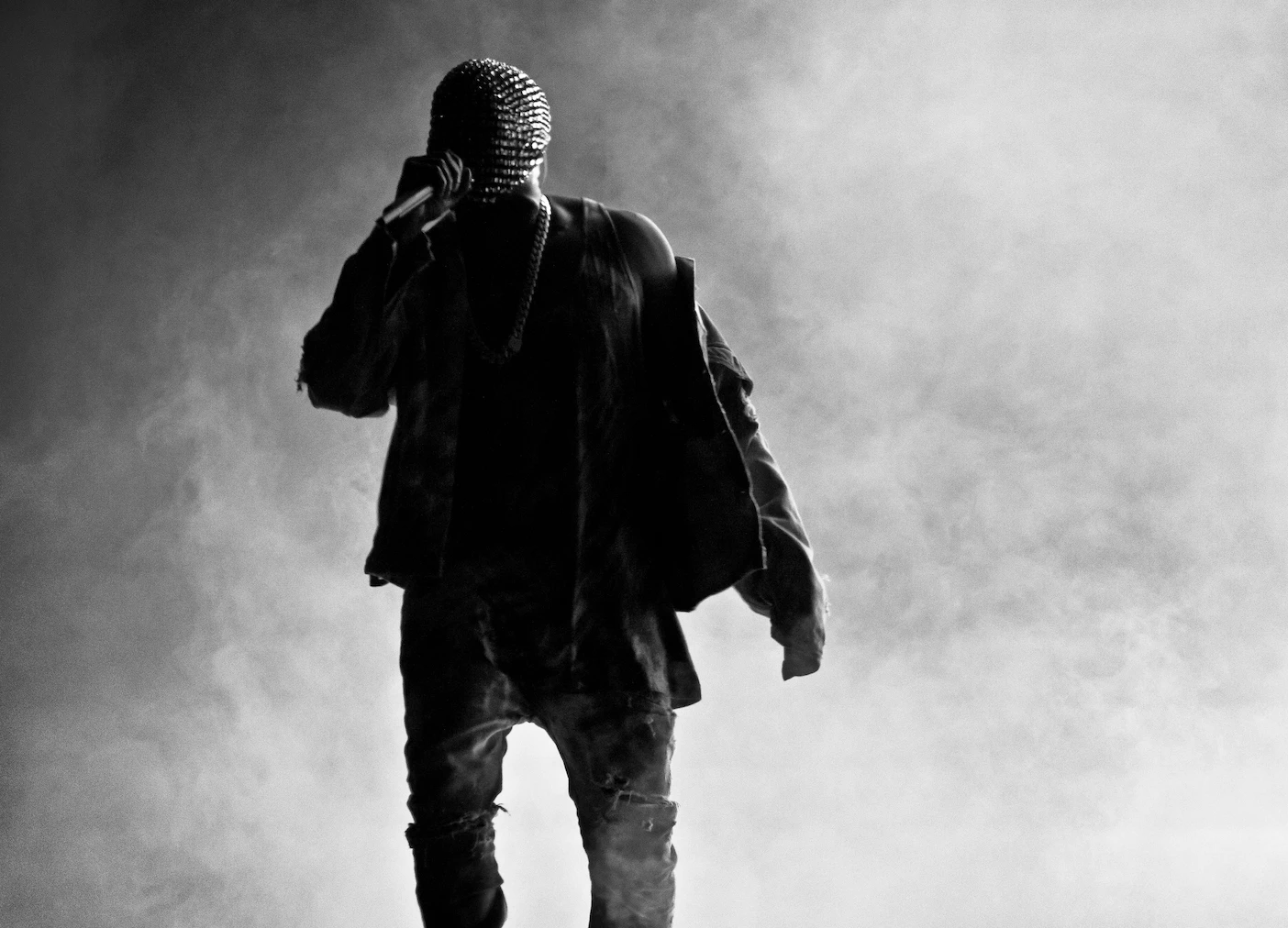 A photo of Kanye West on stage